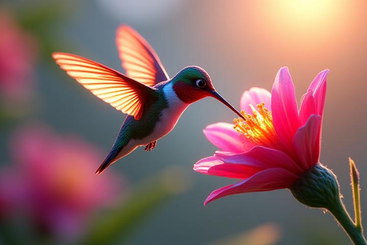Colibrí volando con efectos visuales